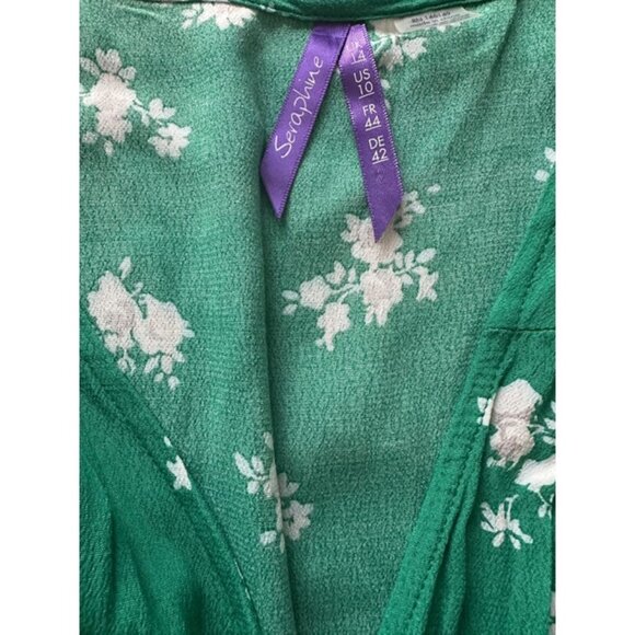 Seraphine Floral Print Midi Wrap Maternity Dress Green SZ 10 - Picture 6 of 6
